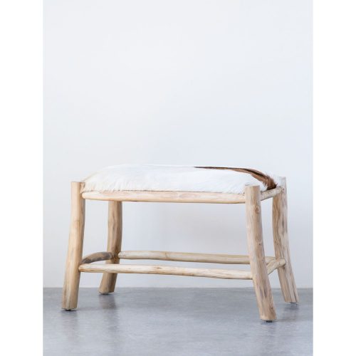 Wood & Goat Hide Stool